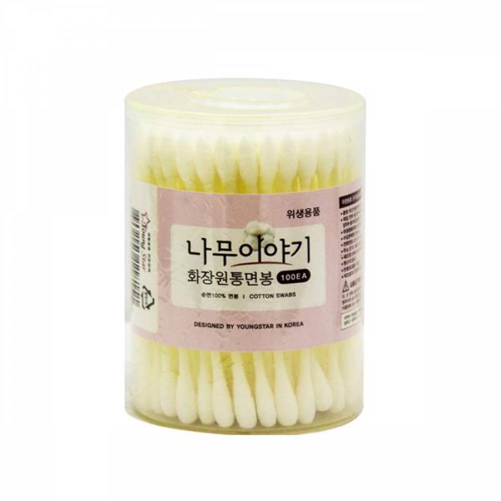 BTM 나무이야기 화장 원통 면봉 100개입
