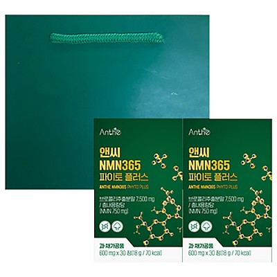 미국산 프리미엄 고함량 식물성 NMN365 파이토 플러스 600mg x 30정 x 2세트 (쇼핑백 증정)