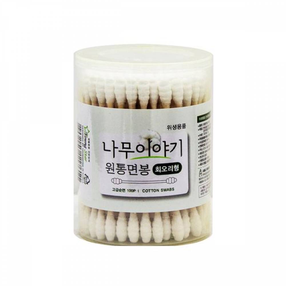 BTM 나무이야기 원통면봉 회오리형 100개입