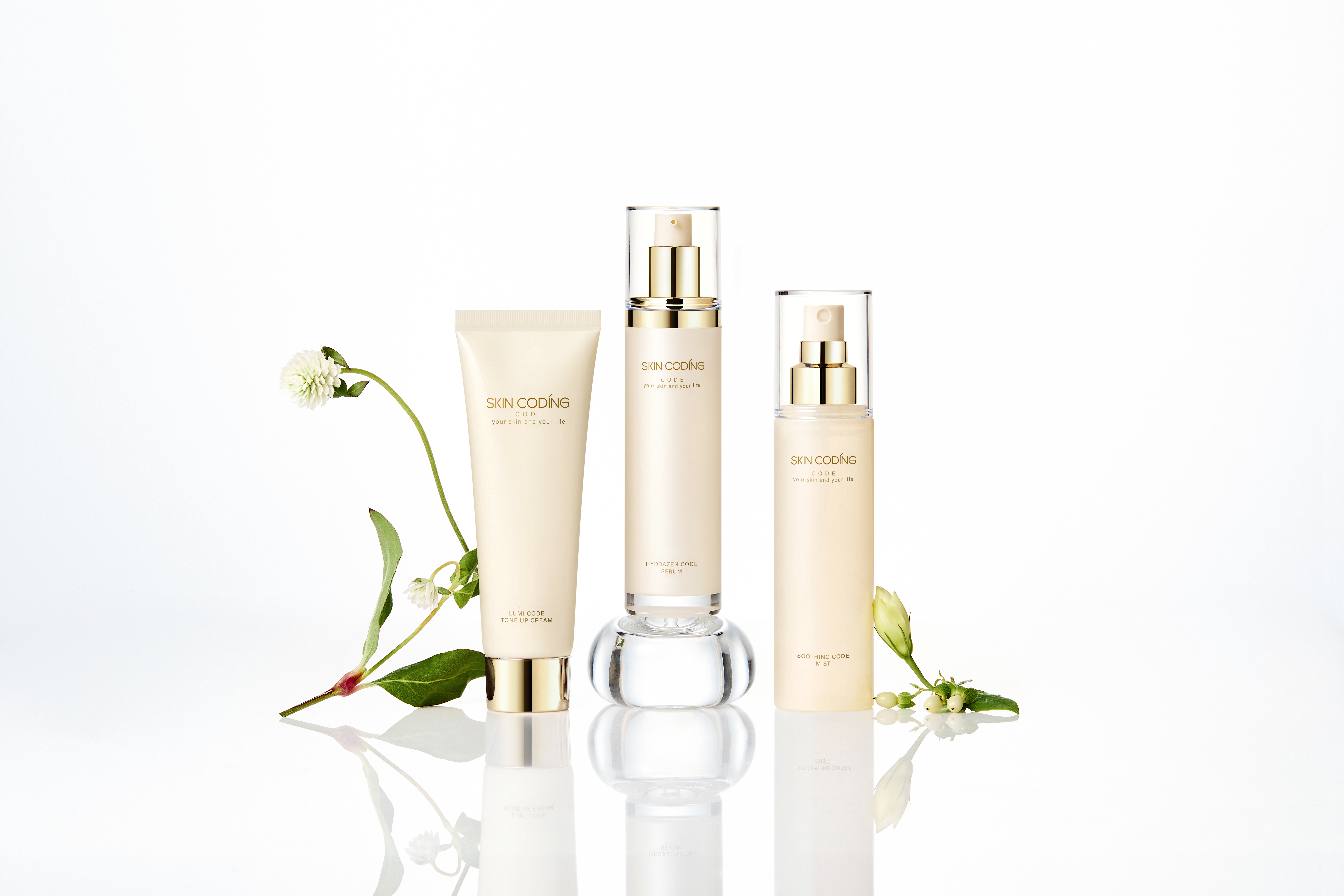 스킨코딩 3종 세트 (하이드라젠 코드 세럼 50mL+수딩코드 토너미스트 100mL+루미코드 톤업크림 80mL)