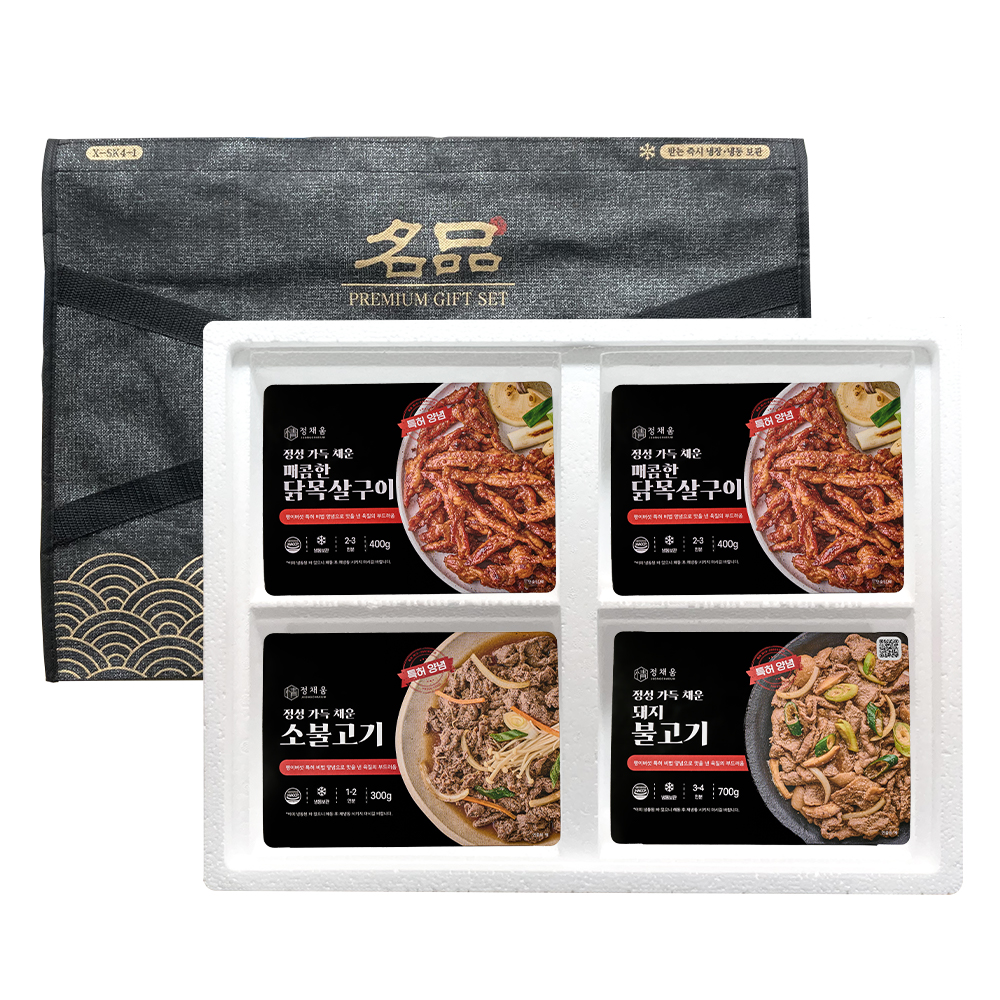 정채움 양념육 선물세트 1호 (매운닭목살구이400g x 2, 소불고기300g, 돼지불고기 700g) 정채움 양념육 선물세트 1호 (매운닭목살구이400g x 2, 소불고기300g, 돼지불고기 700g)