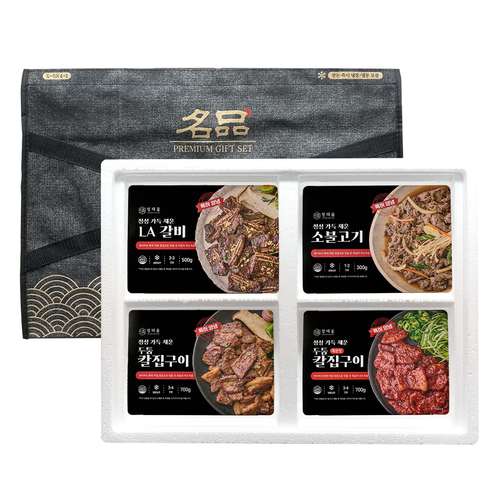 정채움 양념육 선물세트 4호(두툼칼집구이 간장맛 700g, 두툼칼집구이 매운맛 700g, LA갈비 500g, 소불고기300g, ) 정채움 양념육 선물세트 4호(두툼칼집구이 간장맛 700g, 두툼칼집구이 매운맛 700g, LA갈비 500g, 소불고기300g, )