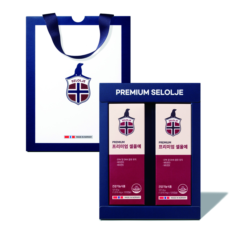 [선물세트] 고품질 노르웨이 물개 (seal oil) 오메가3-프리미엄 셀올예 120캡슐 x 2 (4개월) /쇼핑백포함