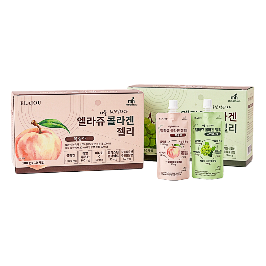 엘라쥬 콜라겐젤리(샤인머스캣,복숭아) 1박스(100g 10팩)