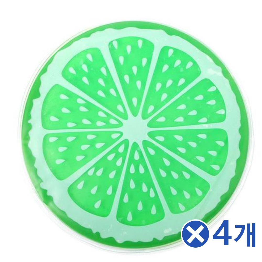 여름용 원형 아이스 쿨방석 오렌지 그린x4개 의자방석