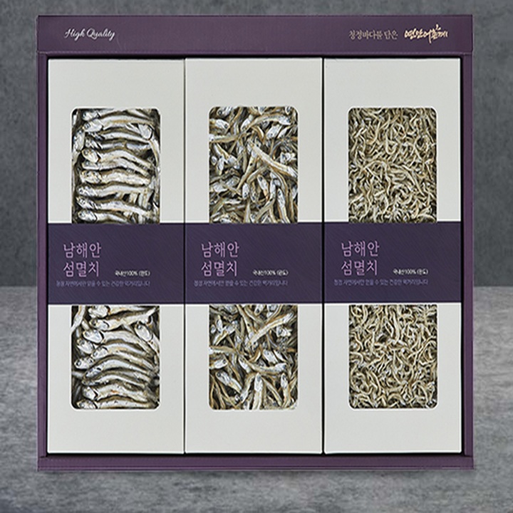 [미식관] 완도 명산지 특선 멸치세트 1호(대멸300g+소멸280g+세멸300g)
