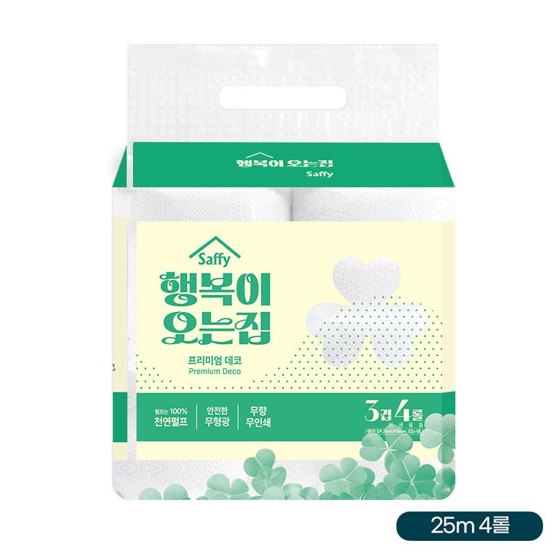 (스티커미부착)사피 행복이오는집 3겹화장지25M&times;4롤 W002522
