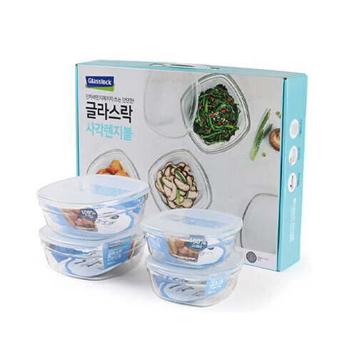 [글라스락] 강화 사각렌지볼 중소 4조/ RP002041-XC