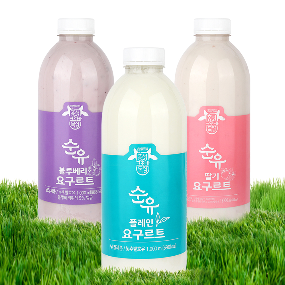 [순유] 요구르트 1000ml 3종(플레인, 딸기, 블루베리 택1)